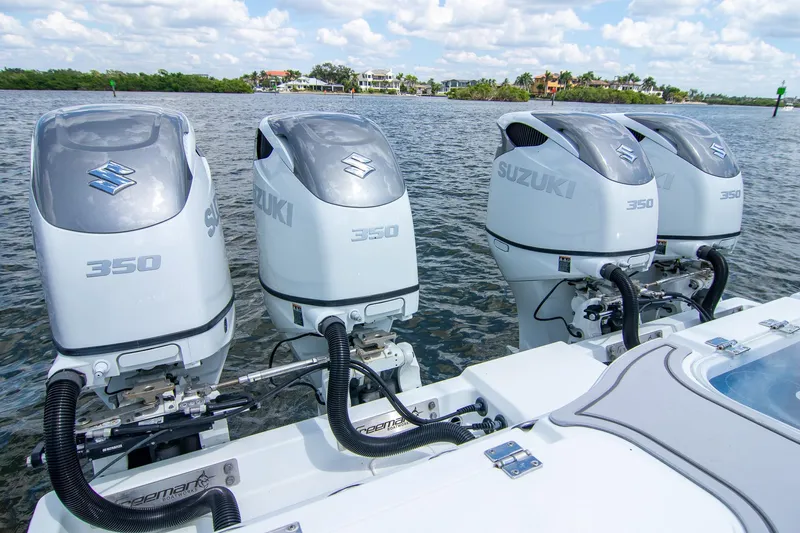  Yacht Photos Pics Four Suzuki 350 outboard engines on a 2022 Freeman 37 VH boat.