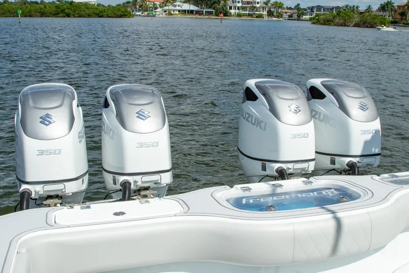  Yacht Photos Pics Four Suzuki 350 outboard motors on a 2022 Freeman 37 VH boat.