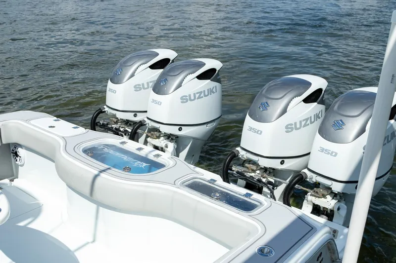  Yacht Photos Pics Four Suzuki 350 outboard engines on a 2022 Freeman 37 VH boat.