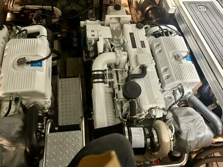  Yacht Photos Pics Engine room of a 2006 Sea Ray 44 Sundancer with dual engines.