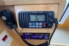 Clarity Yacht Photos Pics Marine radio and control panel on a 1995 Navigator 50 boat.