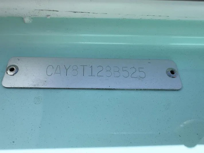  Yacht Photos Pics 2025 Caymas 281 HB boat identification plate with serial number CAY8T128B525.