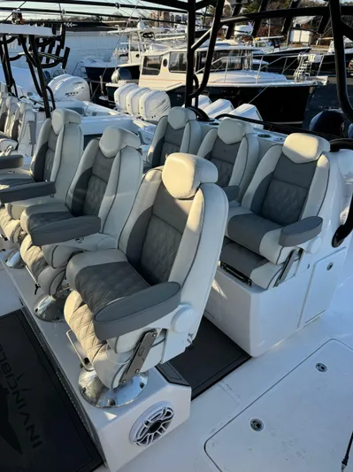  Yacht Photos Pics 2022 Invincible 40 Catamaran with luxurious seating and modern design.