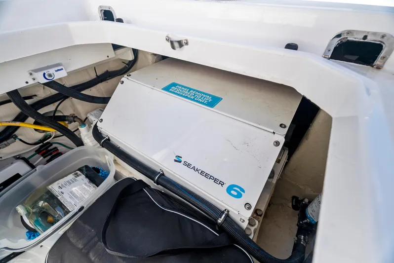 Strong III Yacht Photos Pics 2022 HCB Suenos boat featuring a Seakeeper 6 stabilizer system in the engine compartment.