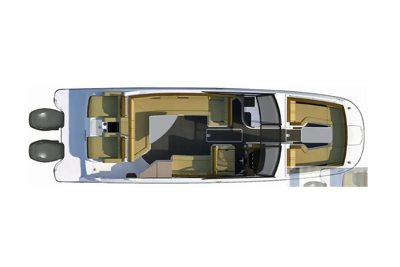  Yacht Photos Pics Manufacturer Provided Image: Top view of 2025 Sea Ray SDX 290 Outboard boat layout.