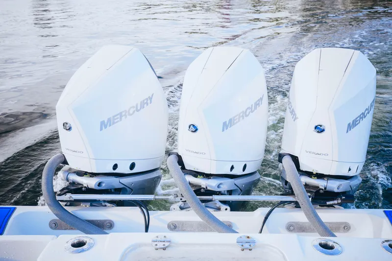  Yacht Photos Pics Triple Mercury Verado engines on a 2007 Yellowfin 36 Offshore boat.