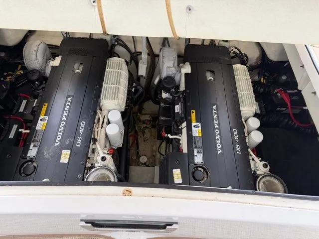  Yacht Photos Pics Engine compartment of Cobalt A40 boat with Volvo Penta D6-400 engines.