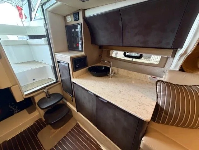  Yacht Photos Pics Interior of 2016 Cobalt A40 yacht with modern kitchen.