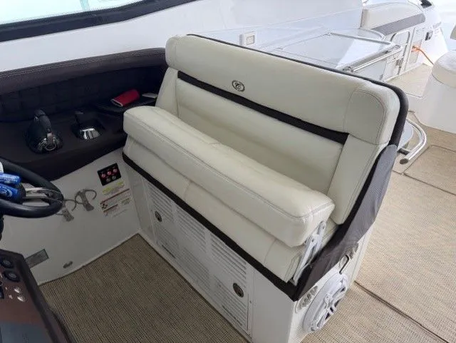  Yacht Photos Pics Interior of a 2016 Cobalt A40 with beige seating.