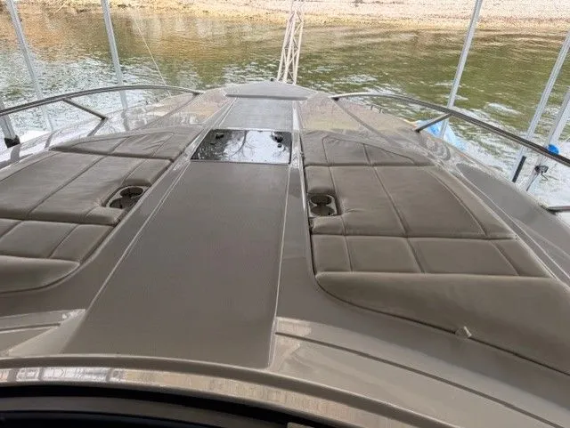  Yacht Photos Pics Deck of a 2016 Cobalt A40 boat by the water.