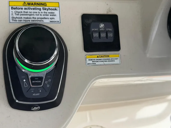  Yacht Photos Pics Boston Whaler 350 Outrage 2019 control panel with Skyhook system.