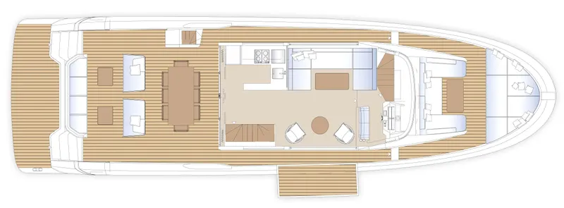  Yacht Photos Pics Floor plan of 2025 Solaris Power 70 Long Range yacht, featuring spacious deck layout.