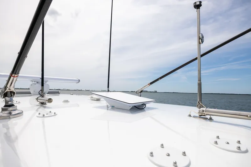  Yacht Photos Pics Freeman 42 LR 2025 boat deck with clear sky and ocean view.