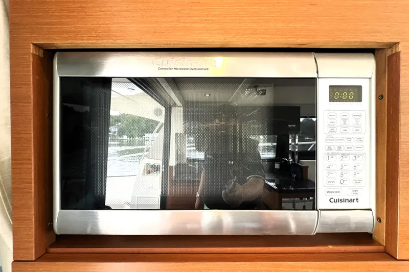 Snusie Q Yacht Photos Pics Cuisinart convection microwave oven in a 2014 Prestige 450 yacht kitchen.