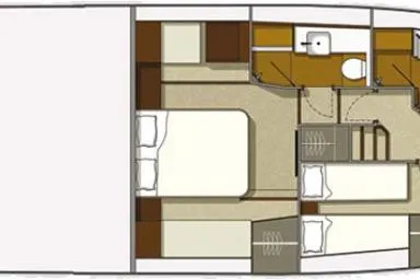  Yacht Photos Pics Floor plan of 2014 Galeon 550 Fly yacht, featuring bedrooms and bathrooms.