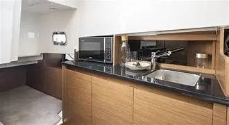  Yacht Photos Pics Interior of 2023 Beneteau Flyer 9 SUNdeck with modern kitchen.