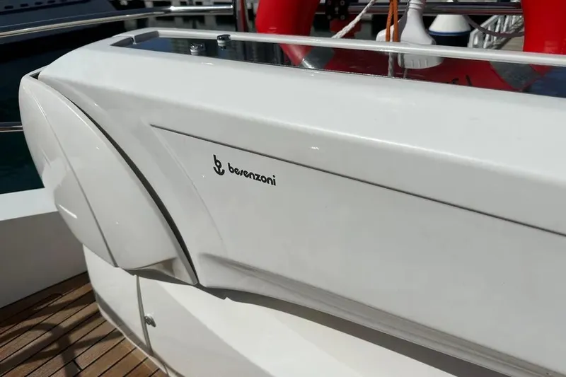  Yacht Photos Pics Close-up of Besenzoni equipment on 2018 Sunseeker 95 yacht deck.