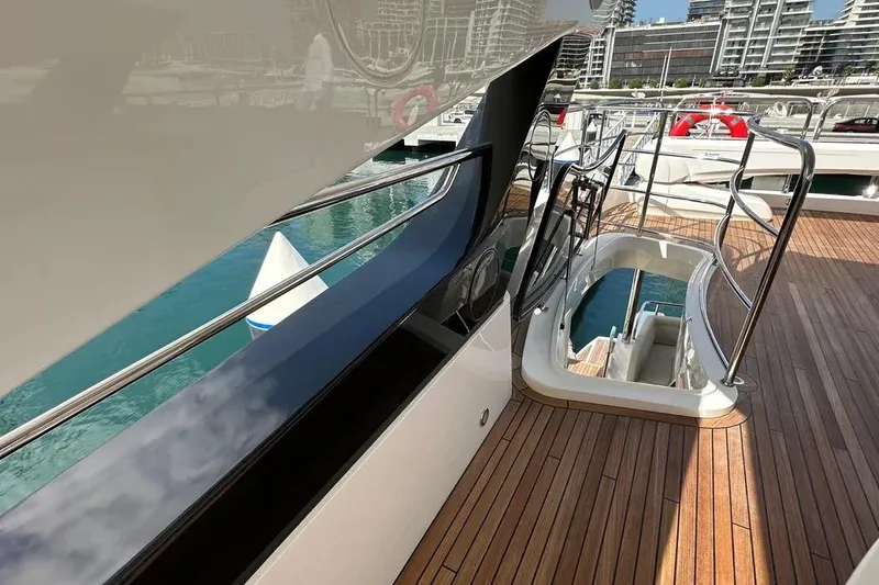  Yacht Photos Pics Luxurious 2018 Sunseeker 95 yacht deck with sleek design and modern amenities.