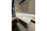 Interior of 2022 Nimbus C8 boat featuring a sleek, modern sink area.