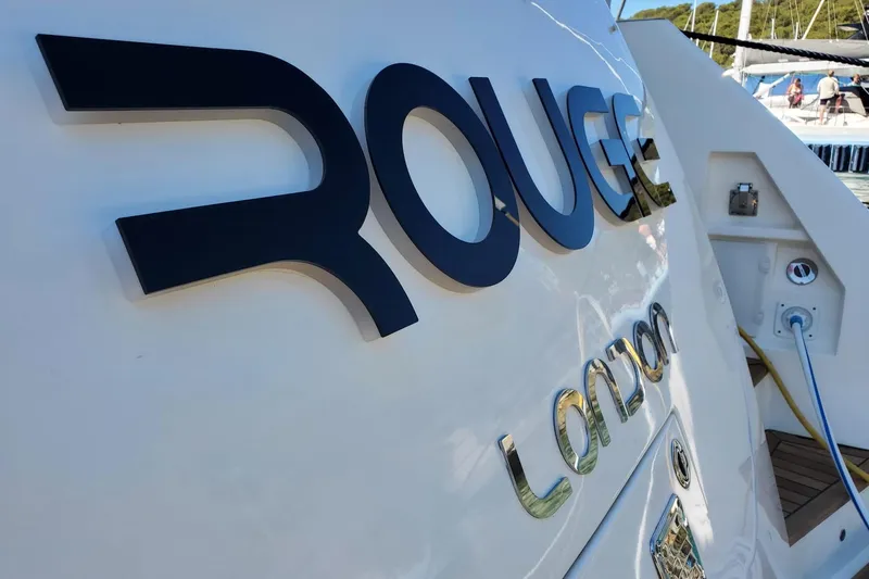  Yacht Photos Pics Luxury yacht "Rouge" with London inscription, Aicon 64, 2009 model.