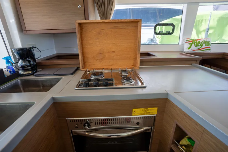  Yacht Photos Pics Modern kitchen in 2019 Lagoon 450 F yacht with stove and sink.