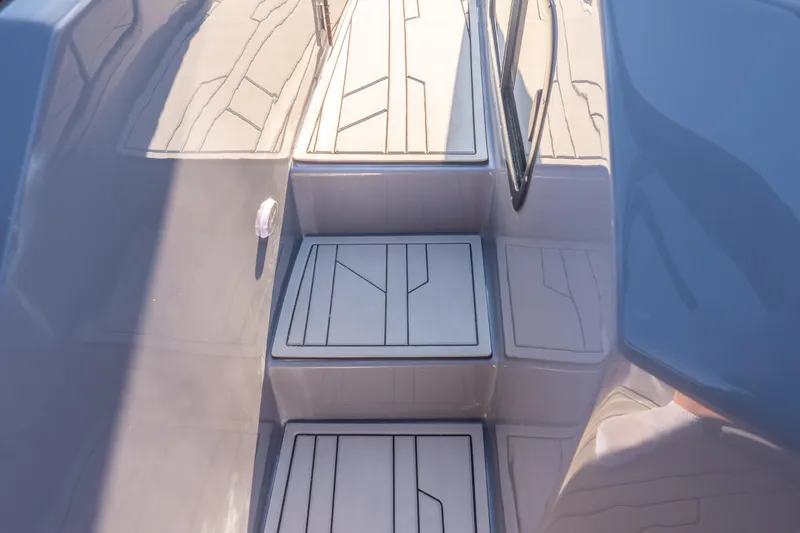  Yacht Photos Pics Staircase on Hanover 347 boat, 2026 model, featuring sleek modern design.