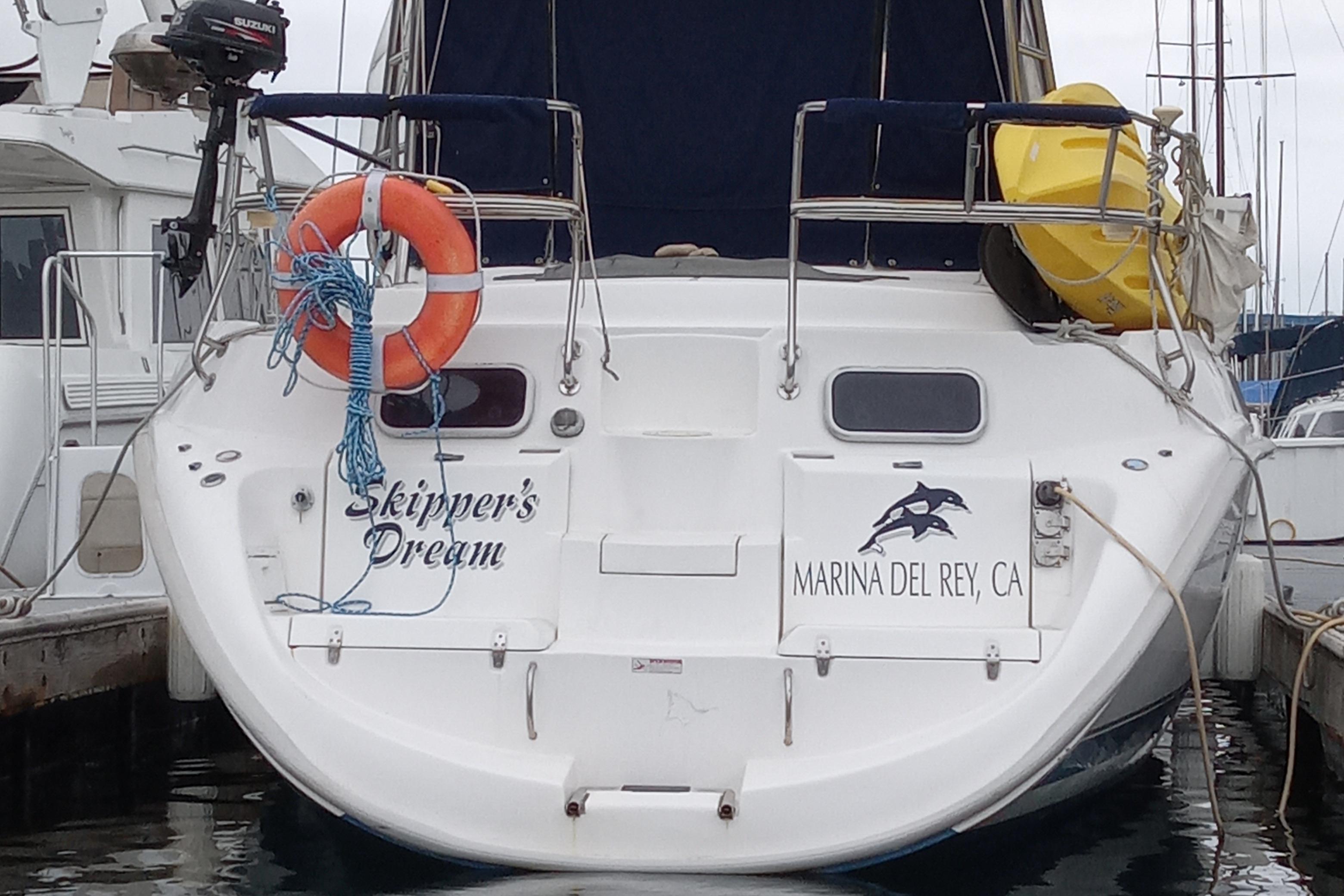 Hunter Passage 420 sailboat docked at Marina del Rey, California, named "Skipper's Dream."