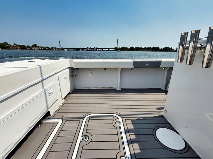  Yacht Photos Pics 2021 Steiger Craft 31 Chesapeake boat deck with scenic water view.