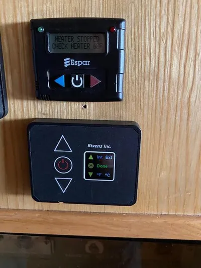  Yacht Photos Pics Control panels on a 1989 Ocean Alexander 42 yacht, featuring Espar heater display.