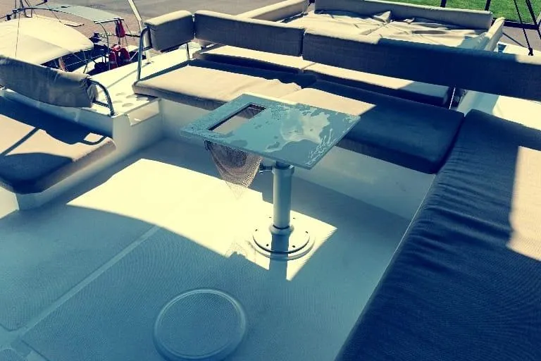  Yacht Photos Pics Luxurious seating area on a 2021 Bali Catamarans 4.8 yacht deck.