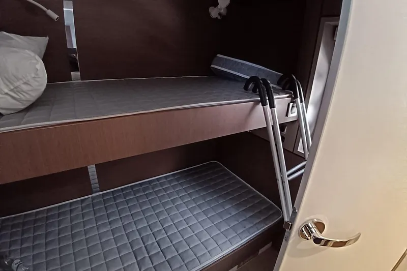  Yacht Photos Pics Bunk beds in 2021 Bali Catamarans 4.8, featuring modern design and comfortable mattresses.