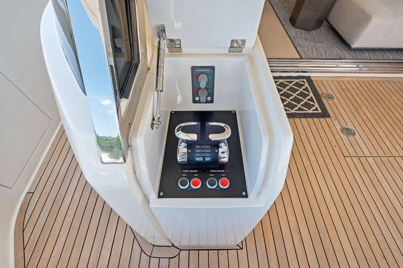 She Said Yes! Again Yacht Photos Pics Control panel on 2018 Ferretti Yachts 780, featuring sleek design and modern controls.