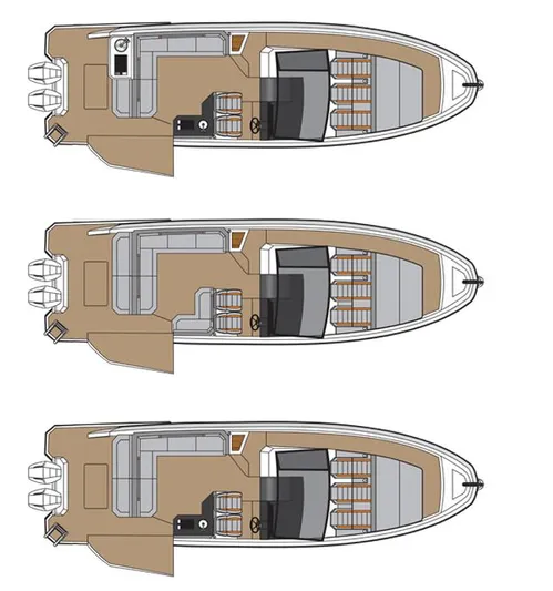 Custom Order Yours Today! Yacht Photos Pics 2025 Hanover 387 Outboard boat floor plans, showcasing interior layout and design.