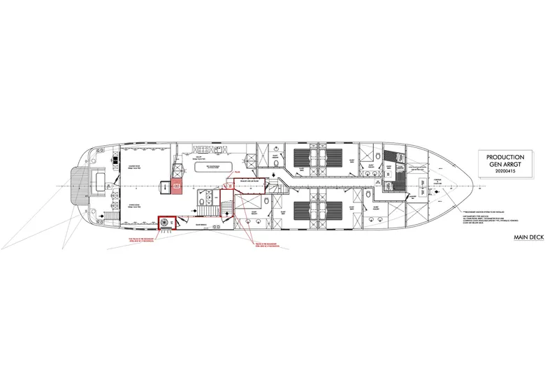 Anne S Pierce Yacht Photos Pics Blueprint of a 2021 Custom Glovertown Shipyard vessel, main deck layout.