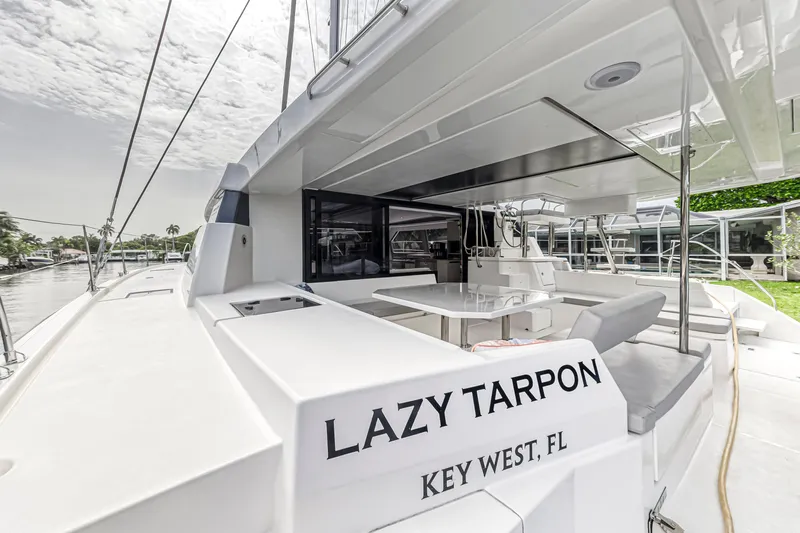  Yacht Photos Pics 2021 Leopard 50 catamaran "Lazy Tarpon" docked in Key West, Florida.