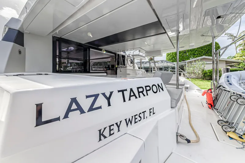 Yacht Photos Pics Leopard 50 yacht "Lazy Tarpon" docked in Key West, Florida, 2021 model.