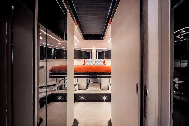  Yacht Photos Pics Luxurious bedroom interior of 2026 Van der Valk Beach Club 600 yacht.