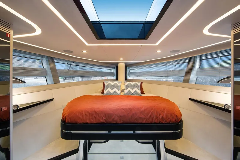  Yacht Photos Pics Luxurious bedroom interior of 2026 Van der Valk Beach Club 600 yacht.