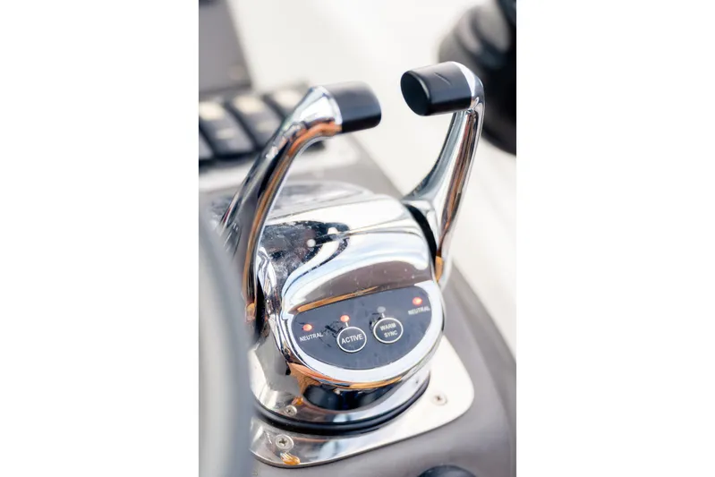  Yacht Photos Pics Close-up of 2013 Azimut Atlantis 48 yacht throttle controls.