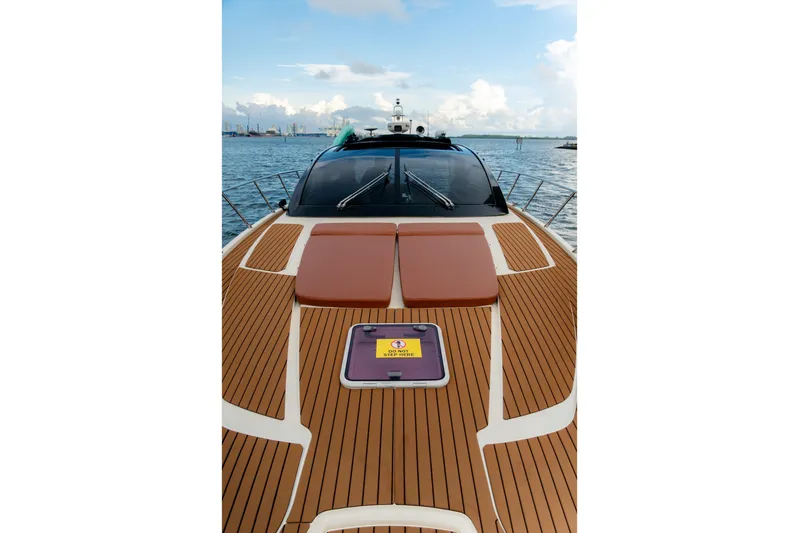  Yacht Photos Pics 2013 Azimut Atlantis 48 yacht with sleek deck design on open water.