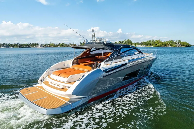  Yacht Photos Pics Luxury 2013 Azimut Atlantis 48 yacht cruising on a sunny day.