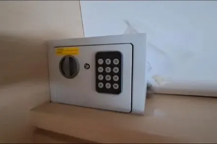 Sanouva Yacht Photos Pics Small electronic safe with keypad on Fountaine Pajot SABA 50 yacht, 2019 model.