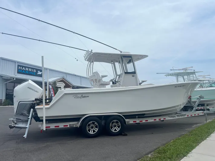  Yacht Photos Pics 2025 Pair Customs 28 Center Console boat on trailer at Harris Marine.