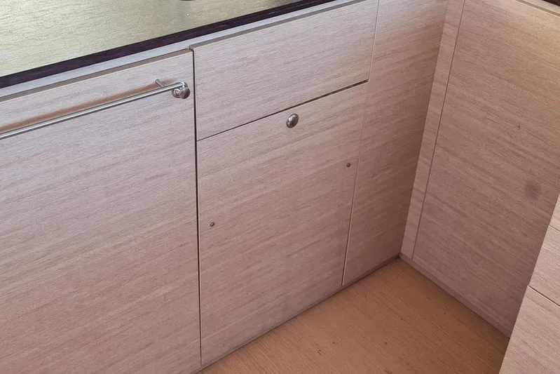  Yacht Photos Pics Wooden cabinetry in a 2016 Bali 4.5 model yacht interior.