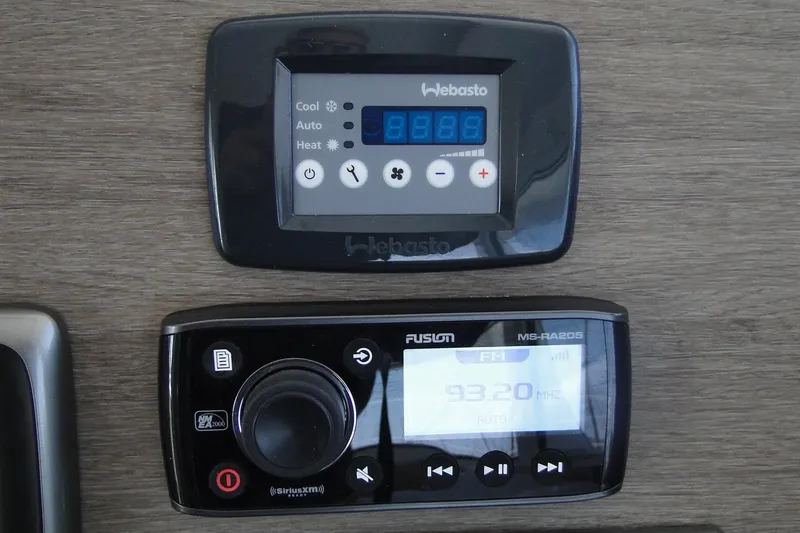  Yacht Photos Pics Thermostat and radio controls on a Bali 4.5, 2016 model yacht interior.