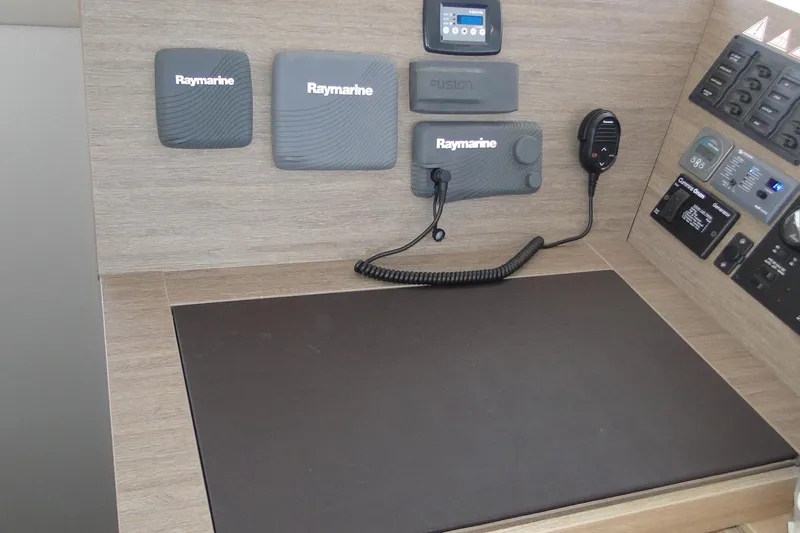  Yacht Photos Pics Control panel of a 2016 Bali 4.5 yacht with Raymarine equipment.