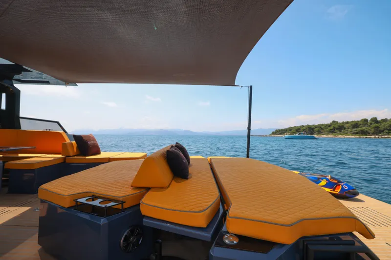 Gustavia I Yacht Photos Pics Luxurious 2021 OKEAN 55 yacht with spacious deck and scenic ocean view.