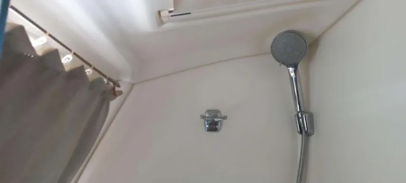 Happy Destiny Yacht Photos Pics Shower area in 2004 Jeanneau Sun Odyssey 43 DS sailboat.