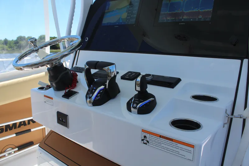  Yacht Photos Pics Control console of the 2024 Sportsman Open 282 Center Console.