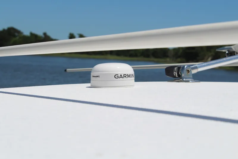  Yacht Photos Pics Garmin antenna on a 2024 Sportsman Open 282 boat.